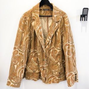 Liz Claiborne Paisley Yellow Corduroy Blazer